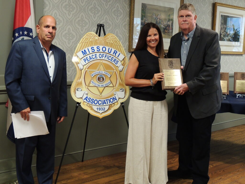 Mrs. Sarah DeValkenaere – 2025 Citizen of the Year Award recipient. Pictured L to R: MPOA President Tom Kerns, Sarah, and MPOA Executive Director Bob Ronkoski